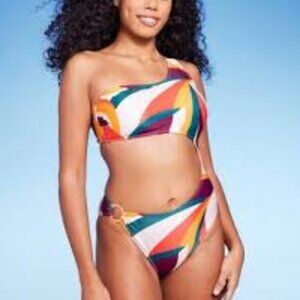 SHADE & SHORE ONE SHOULDER CUT-OUT CHEEKY MONOKINI SWIMSUIT SIZE LARGE 12/14 NWT
